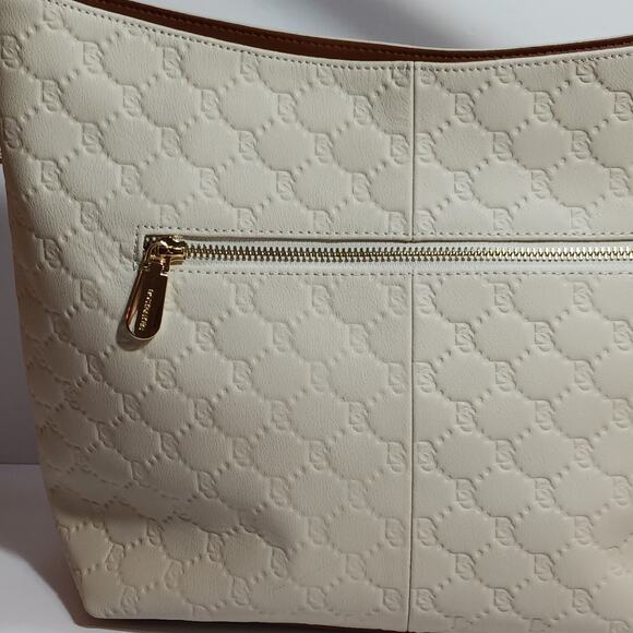 Bostanten Hobo Handbag Shoulder Tote Cream And Brown Gold Accents EUC - Picture 7 of 12